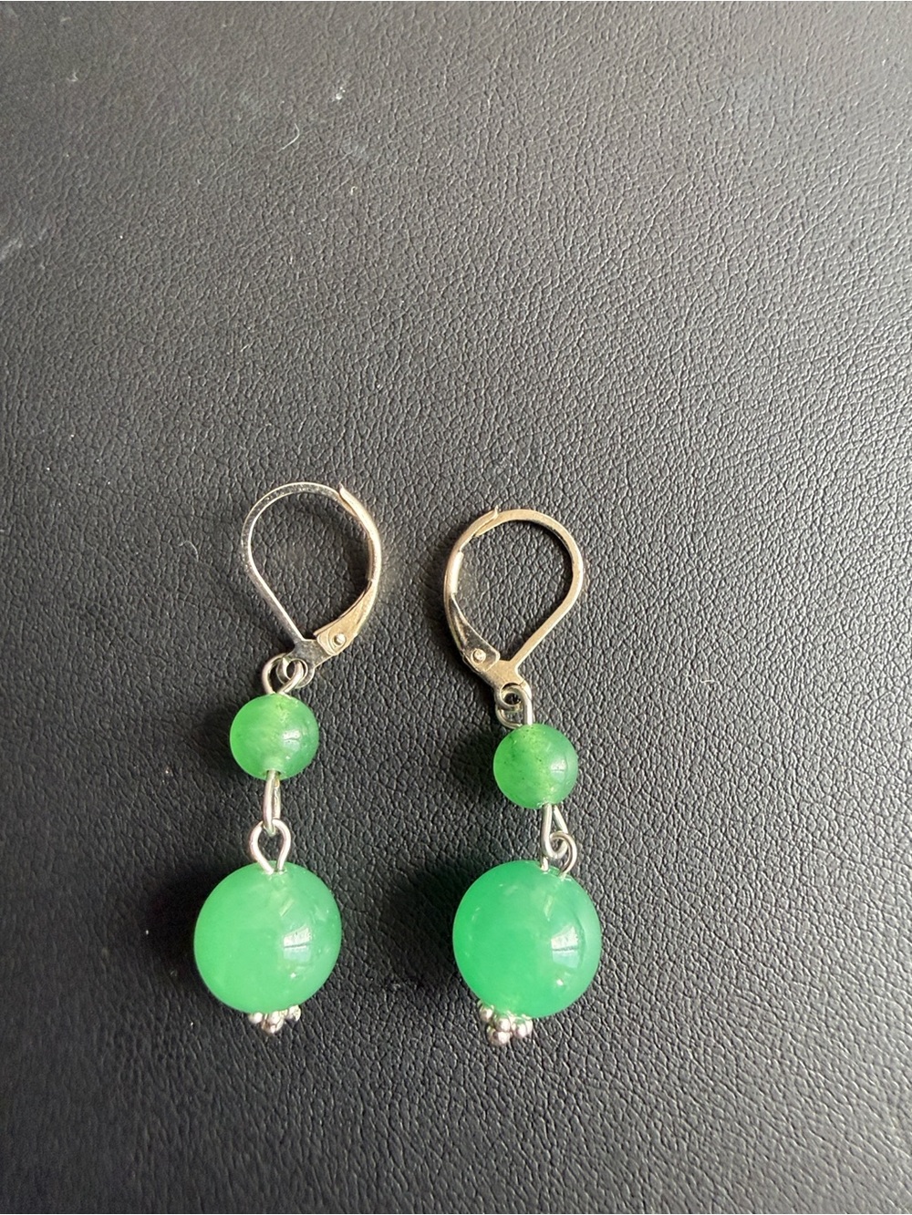 Jade Light Green Lever Back Dangling Earrings.